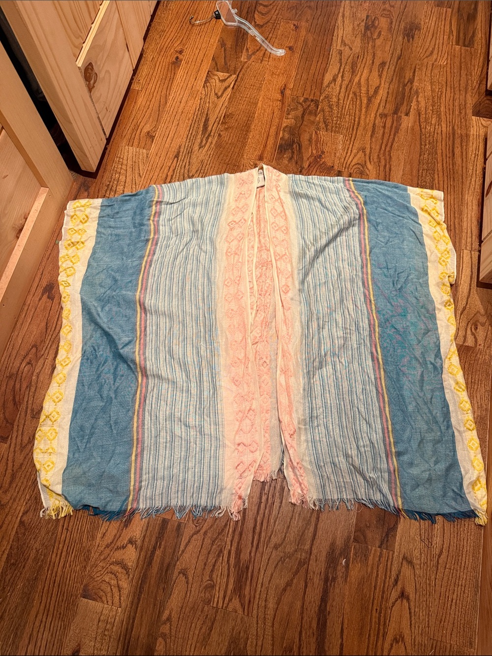 Lightweight Blue and Pink Striped Women's Kimono Top
